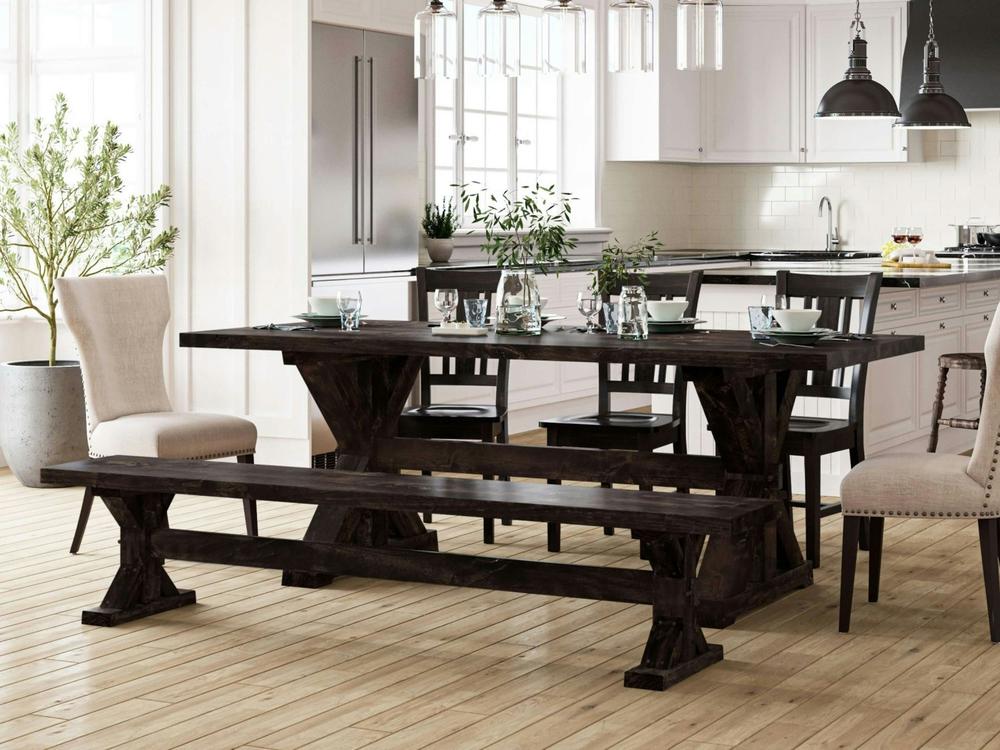 Banc à tréteaux - Braise carbonisée