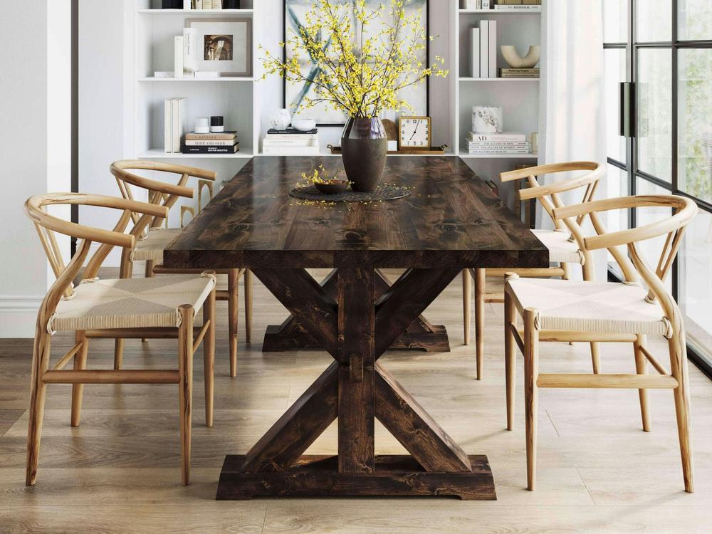 Table à manger à tréteaux - Tabac