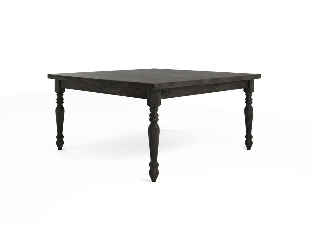 Table à manger carrée de style campagnard français - Braise carbonisée