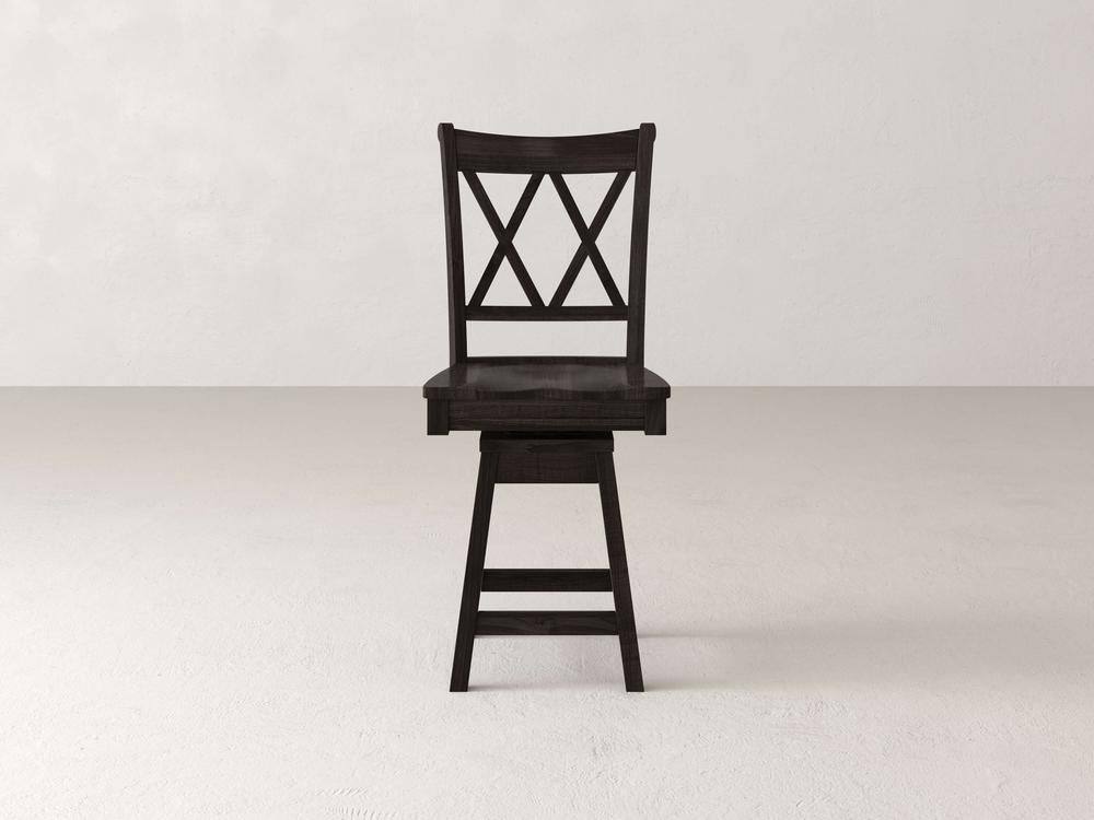 Tabouret pivotant à dossier double X