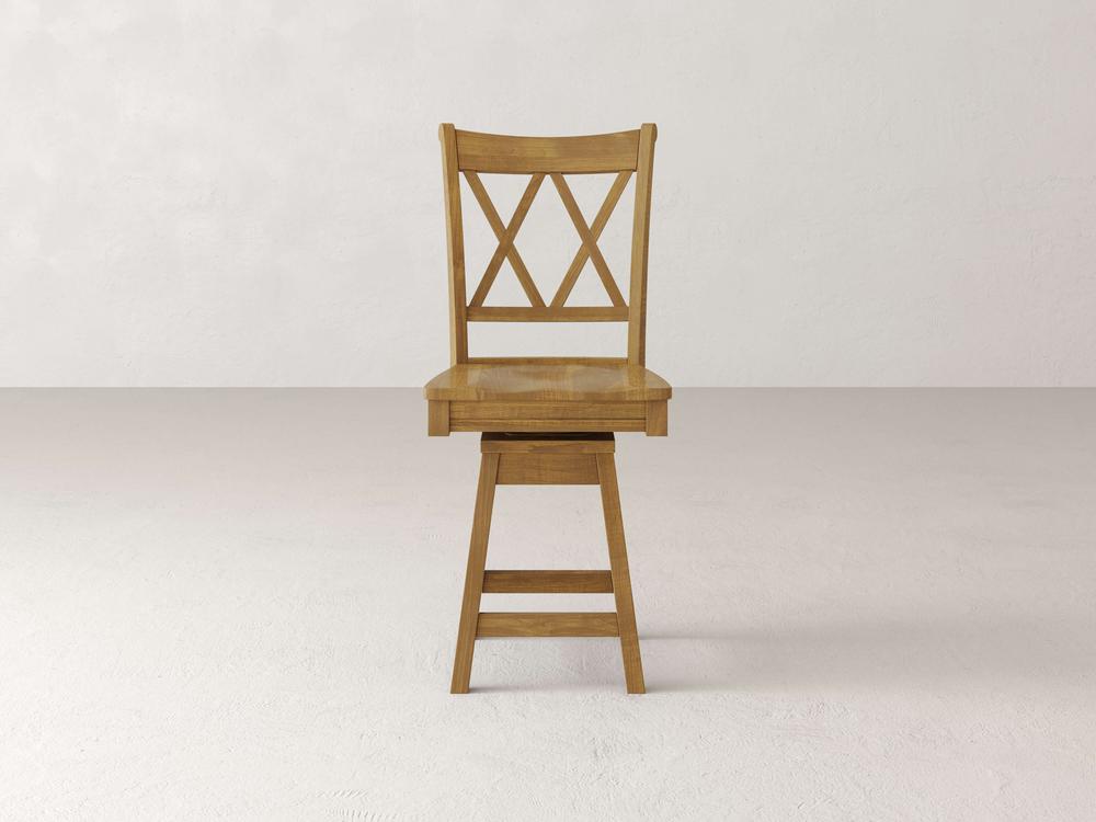 Tabouret pivotant à dossier double X