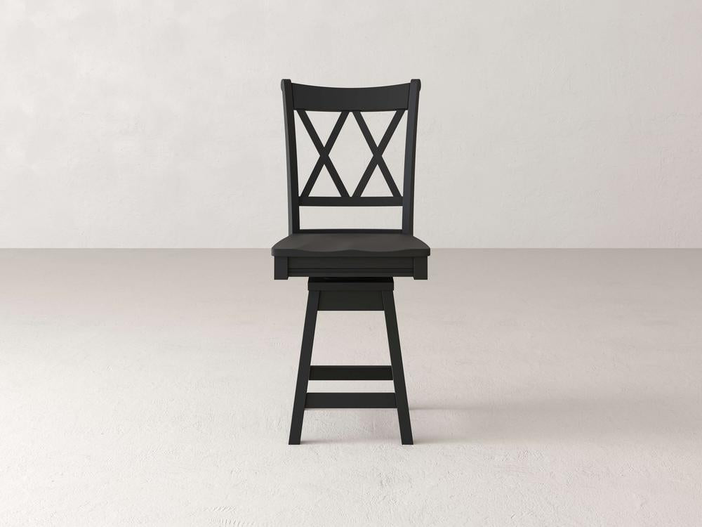 Tabouret pivotant à dossier double X