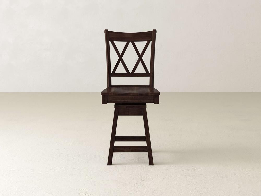 Tabouret pivotant à dossier double X
