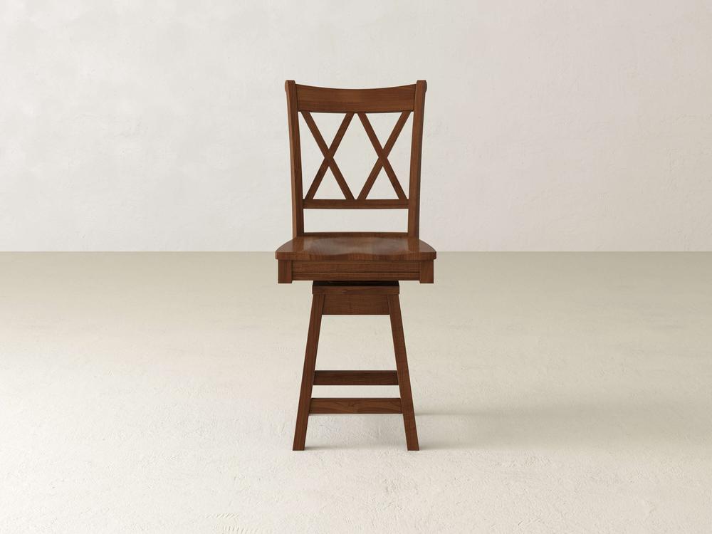 Tabouret pivotant à dossier double X