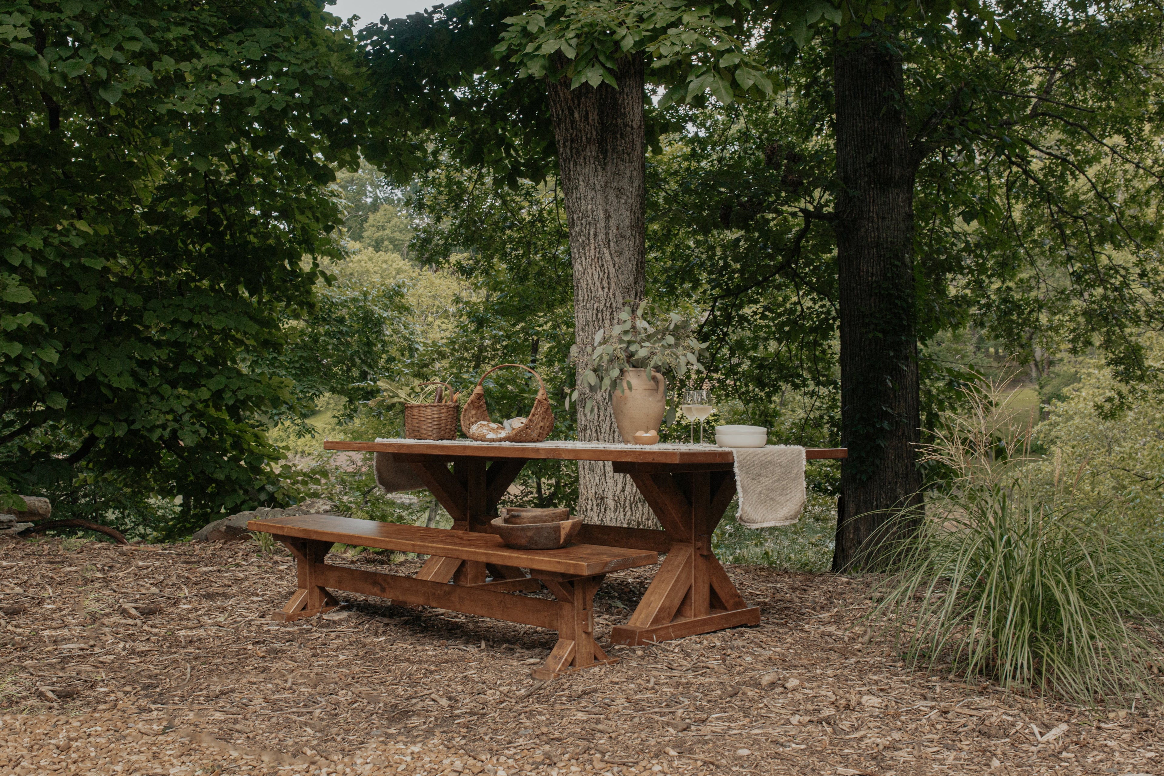 Banc à tréteaux - Tabac