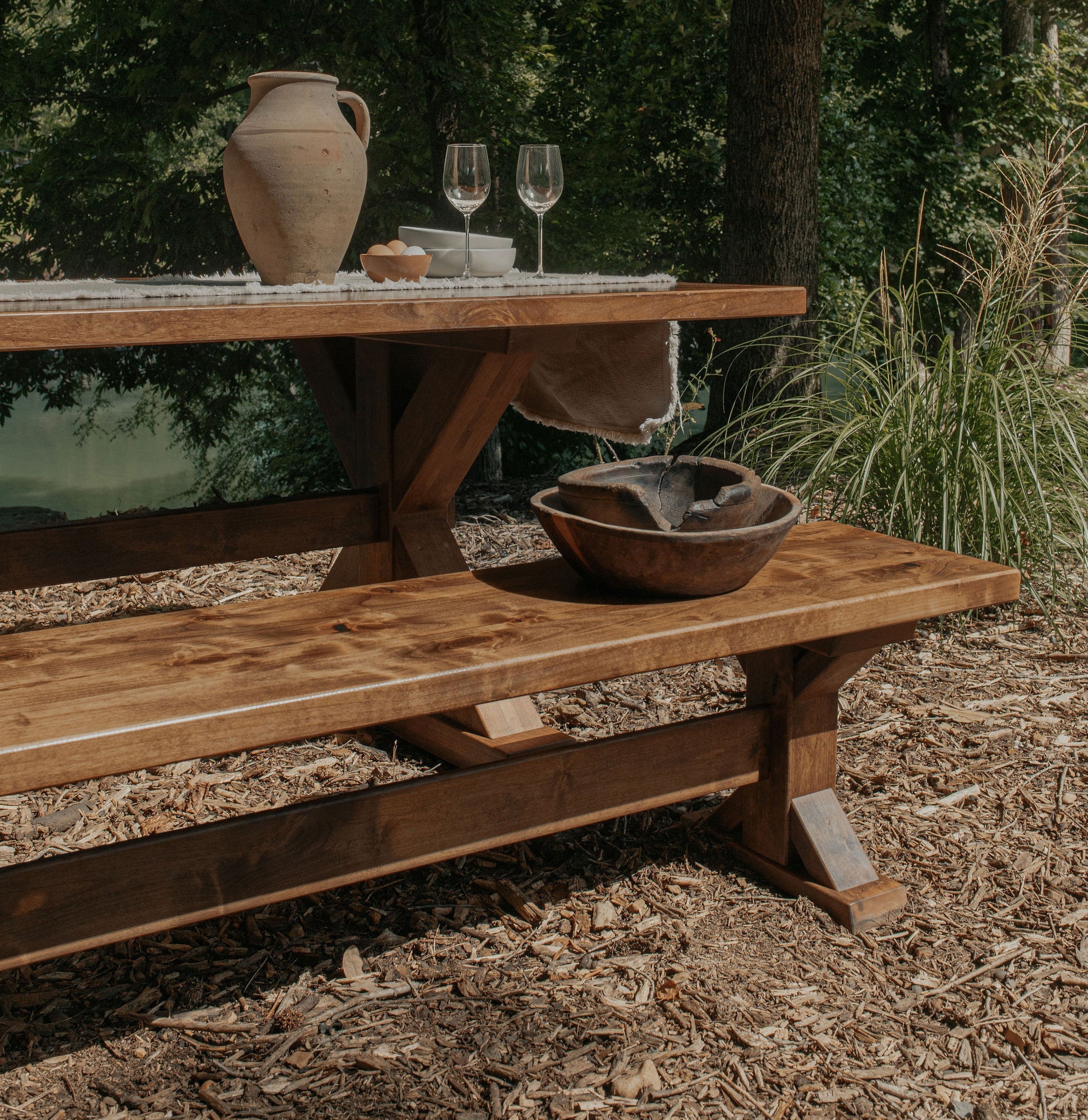 Banc à tréteaux - Tabac